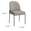 Nik Dining Chair with Curved Backrest- Matte Black Metal- Gray Velvet