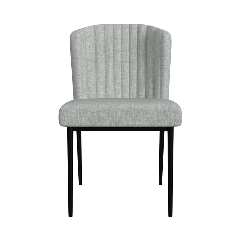 Ole Dining Chair Set of 2- Curved Back- Gray Woven Fabric- Black Metal
