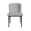 Ole Dining Chair Set of 2- Curved Back- Gray Woven Fabric- Black Metal