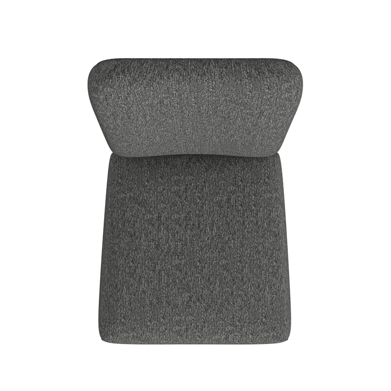 Dining Chair Set of 2- Modern Rounded Back- Black Woven Fabric