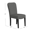 Dining Chair Set of 2- Modern Rounded Back- Black Woven Fabric
