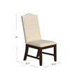 Dining Chair Set of 2- Scalloped Back- Cherry Wood- Beige Fabric