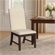 Dining Chair Set of 2- Scalloped Back- Cherry Wood- Beige Fabric