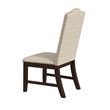 Dining Chair Set of 2- Scalloped Back- Cherry Wood- Beige Fabric
