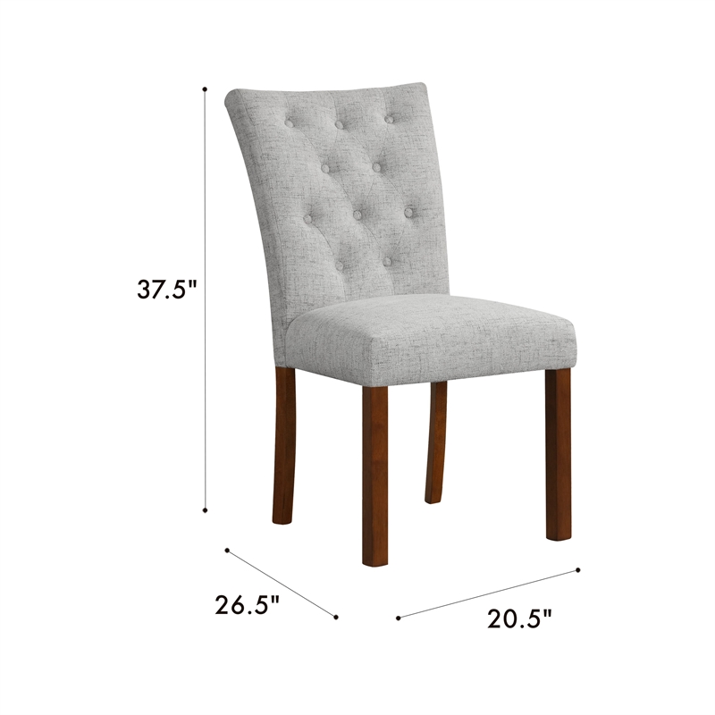 Rei Parsons Dining Chair Set of 2- Gray Woven Button Tufted Fabric