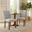 Rei Parsons Dining Chair Set of 2- Gray Woven Button Tufted Fabric