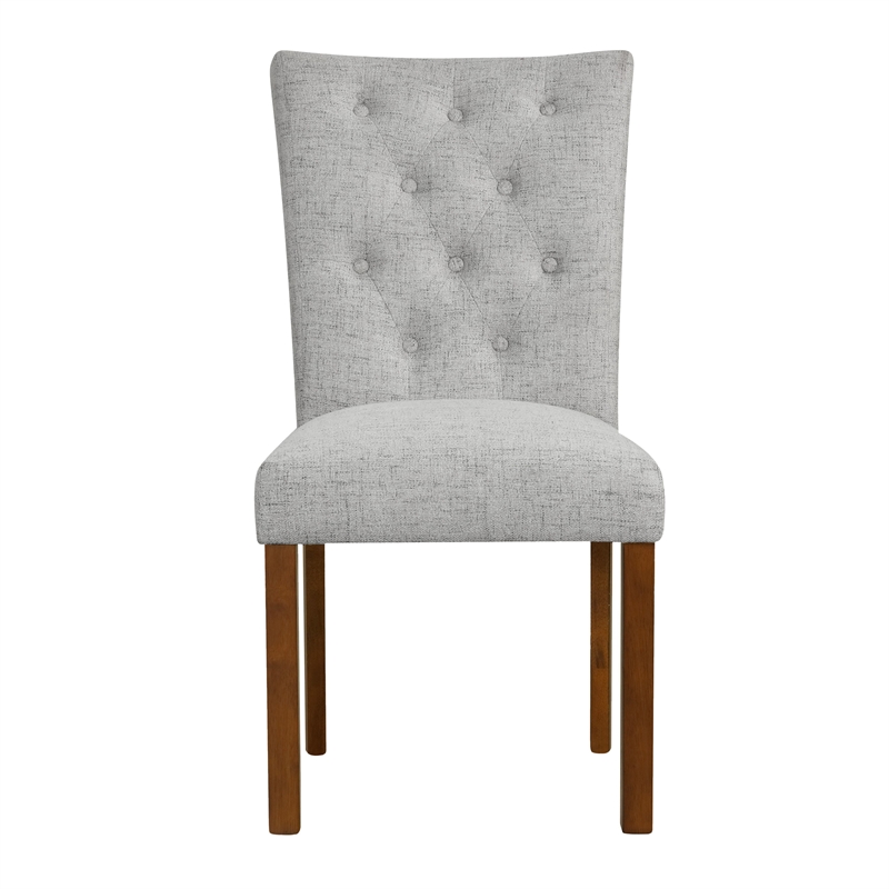 Rei Parsons Dining Chair Set of 2- Gray Woven Button Tufted Fabric