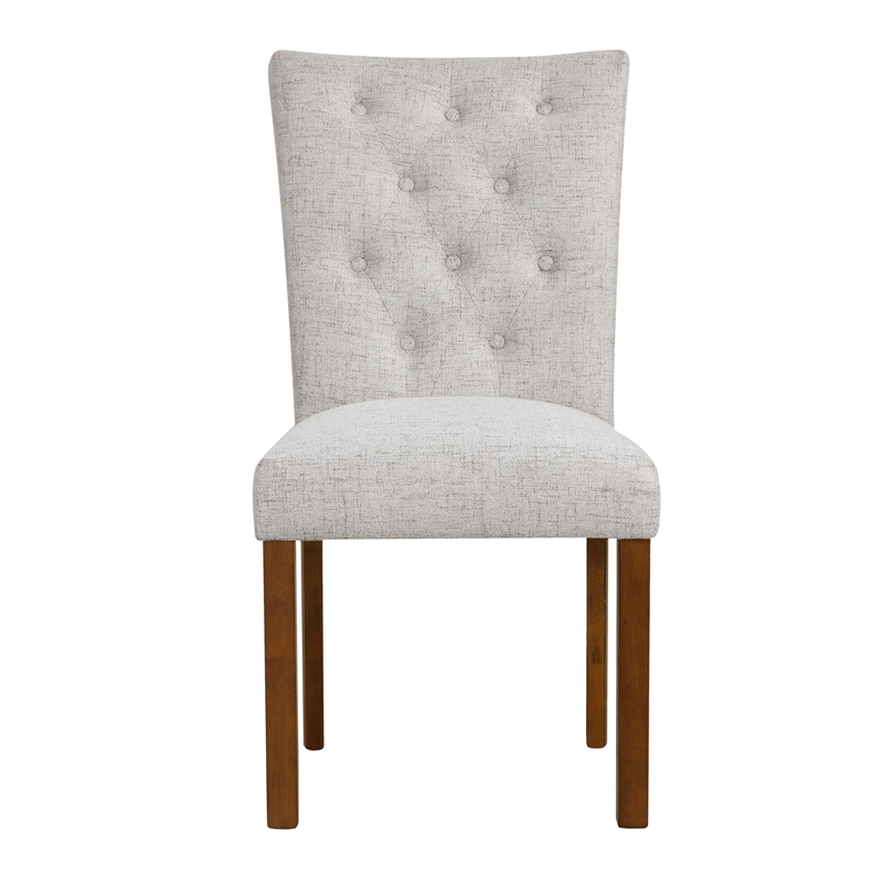 Rei Parsons Dining Chair Set of 2- Light Gray Textured Button Tufted
