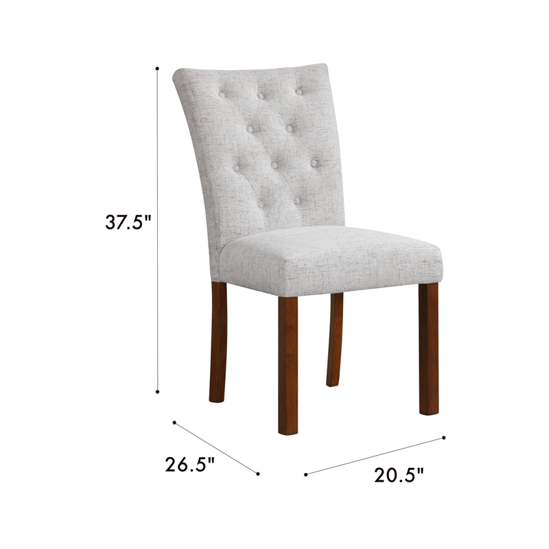 Rei Parsons Dining Chair Set of 2- Light Gray Textured Button Tufted