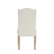 Ron Parsons Dining Chair Set of 2- Natural Brown Wood- Textured Cream