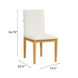 Ron Parsons Dining Chair Set of 2- Natural Brown Wood- Textured Cream