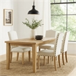 Ron Parsons Dining Chair Set of 2- Natural Brown Wood- Textured Cream
