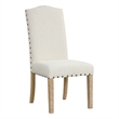 Ron Parsons Dining Chair Set of 2- Natural Brown Wood- Textured Cream