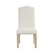 Ron Parsons Dining Chair Set of 2- Natural Brown Wood- Textured Cream