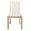 Tim Dining Chair Set of 2- Wood Apron- Taupe Cream Striped Polyester