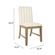 Tim Dining Chair Set of 2- Wood Apron- Taupe Cream Striped Polyester