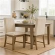 Tim Dining Chair Set of 2- Wood Apron- Taupe Cream Striped Polyester