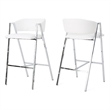 Zoy Barstool Chair Set of 2- Ivory Faux Leather- Chrome Metal Frame