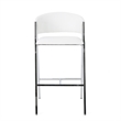 Zoy Barstool Chair Set of 2- Ivory Faux Leather- Chrome Metal Frame