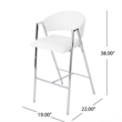 Zoy Barstool Chair Set of 2- Ivory Faux Leather- Chrome Metal Frame