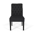 Mein Dining Chair Set of 2- Dark Gray Polyester- Black Wood Frame