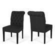 Mein Dining Chair Set of 2- Dark Gray Polyester- Black Wood Frame