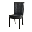 Brenda Dining Side Chair Set of 2- Black Wood- Tufted Faux Leather