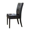 Brenda Dining Side Chair Set of 2- Black Wood- Tufted Faux Leather