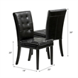 Brenda Dining Side Chair Set of 2- Black Wood- Tufted Faux Leather