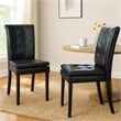 Brenda Dining Side Chair Set of 2- Black Wood- Tufted Faux Leather