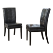 Brenda Dining Side Chair Set of 2- Black Wood- Tufted Faux Leather