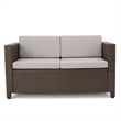 Perie 4 Piece Outdoor Sofa Chair and Table Set- Brown Rattan- White