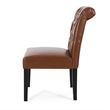 Mein Dining Chair Set of 2- Tufted Back Rolled Top- Brown Faux Leather
