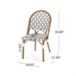 Bo Outdoor Bistro Chair Set of 2- Gray White Faux Rattan- Brown Metal