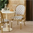 Bo Outdoor Bistro Chair Set of 2- Gray White Faux Rattan- Brown Metal