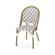 Bo Outdoor Bistro Chair Set of 2- Gray White Faux Rattan- Brown Metal