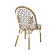 Bo Outdoor Bistro Chair Set of 2- Gray White Faux Rattan- Brown Metal