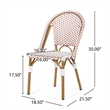 Bo Outdoor Bistro Chair Set of 2- White and Brown Faux Rattan- Metal