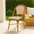 Bo Outdoor Bistro Chair Set of 2- White and Brown Faux Rattan- Metal