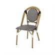 Bo Outdoor Bistro Chair Set of 2- White and Black Faux Rattan- Metal