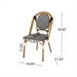 Bo Outdoor Bistro Chair Set of 2- White and Black Faux Rattan- Metal