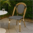 Bo Outdoor Bistro Chair Set of 2- White and Black Faux Rattan- Metal