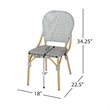 Outdoor Bistro Chair Set of 2- Gray Faux Rattan- Natural Brown Metal