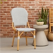 Outdoor Bistro Chair Set of 2- Gray Faux Rattan- Natural Brown Metal