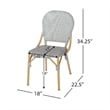 Outdoor Bistro Chair Set of 2- Gray Faux Rattan- Natural Brown Metal