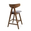 Lemy Counter Stool Chair Set of 2- Walnut Brown Wood- Dark Gray
