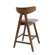 Lemy Counter Stool Chair Set of 2- Walnut Brown Wood- Dark Gray