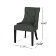 Chen Dining Chair Set of 2- Upholstered Tufted Backrest- Gray Fabric