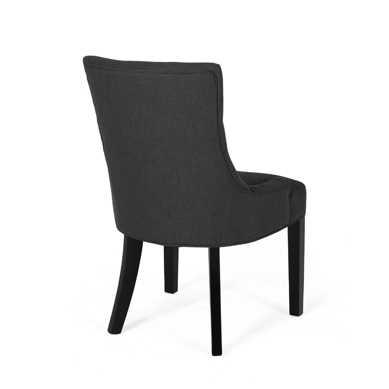 Chen Dining Chair Set of 2- Upholstered Tufted Backrest- Gray Fabric