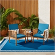Gerry Outdoor Club Chair Set of 2- Slatted Design- Brown Wood- Blue